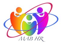 Company logo of three people characters in rainbow colours encircled by two angled rings representing an inclusive, safe space.